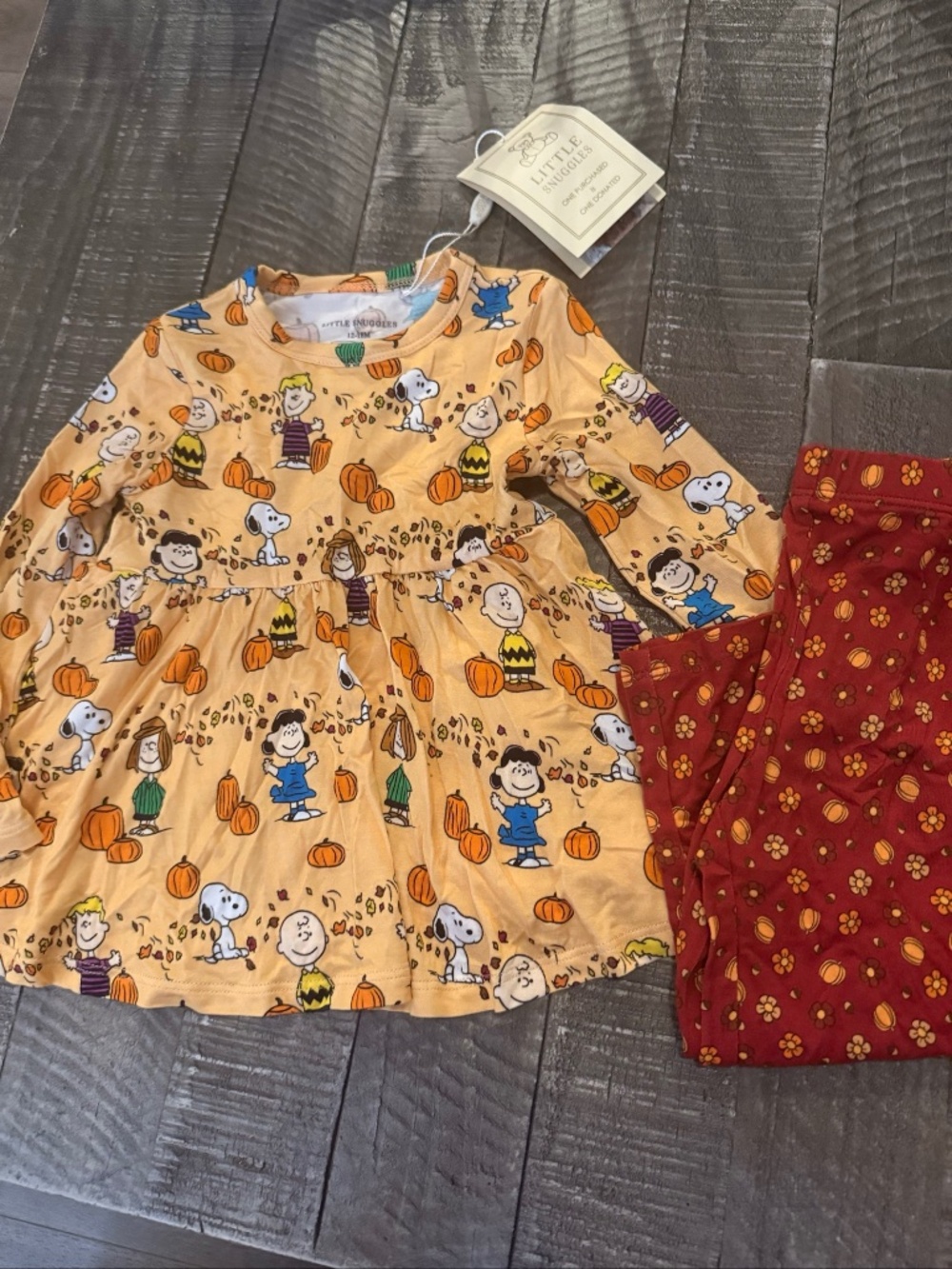 Little Snuggles 12/18 Bamboo Peanuts Halloween Pumpkin Baby Outfit